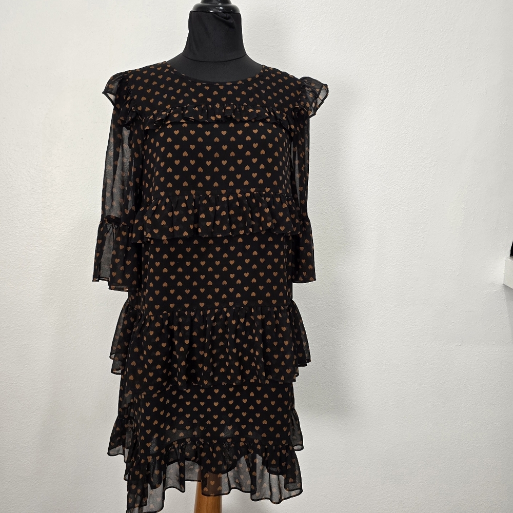 Madewell Black and Brown Ruffle Dress